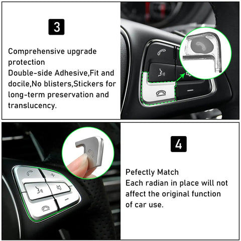 Mercedes Steering Wheel Button Covers Kit 12Pcs Chromed Silver Inner Decoration installation and fitment detail