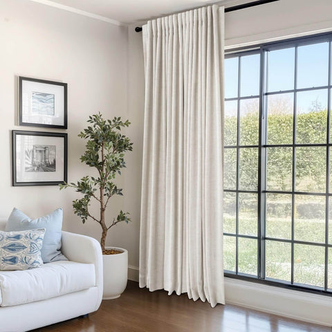 Ultimate Blackout Sliding Door Curtains For Living Room Darken The Space With 100 Percent Blackout Thermal Insulated And Noise Reducing Back Tab And Rod Pocket 1 Panel Set 100 Inch Wide By 84 Inch Long Cream installed in living room