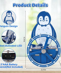 DIY Penguin Soldering Kit With Motion Activated RGB Lights For STEM Education, product dimensions and features display.