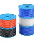 High Grade Shop Run PU Polyurethane Air Hose 50 Meter Roll For Compressors And Pneumatic Components in various colors stacked.