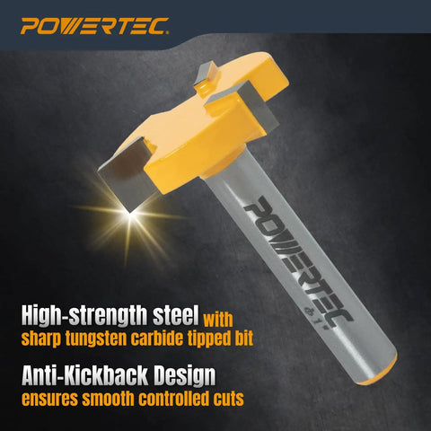 Built Different Slab Flattening Router Bit With 1/4 Shank And 1 Inch Diameter designed for CNC woodworking, showing tungsten carbide tips.