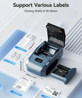 Open 2 Inch Thermal Transfer Bluetooth Label Maker With Color Ribbon Printing For Waterproof Scratch Resistant Labels Ideal For Office Small Business School And Home Phone And PC Compatible Blue showing interior.