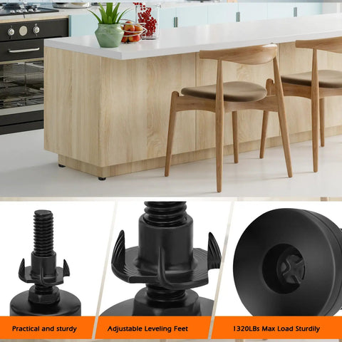 Beefy Heavy Duty Furniture Leveling Feet Set For Tables Cabinets Sofas And Dressers, Adjustable 3/8-16 Threaded Levelers