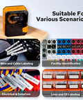 Job Site Tough Portable Industrial Label Printer With 1 Inch Print Head And Bluetooth prints labels for wires and cables.