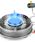 Portable Propane Camping Stove With 13500 BTU Burner Piezo Ignition Adjustable Flame From 3500 To 13500 BTU