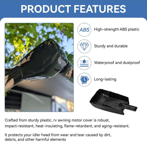 RV Awning Back End Cap For Your Camper Trailer Awnings Idler Drive Front End Cap Replacement Built Tough From Durable Plastic For Lippert And Solera Compatible Awnings Motor Housing Replacement Part, black ABS cap
