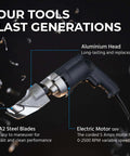 18 Gauge Profile Shears For Metal Fabrication And Automotive And HVAC Projects Featuring 2500 RPM And Double Cut Action in use