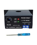 No Fuss AC Current Sensing Relay With 0 To 30 Amp Range Featuring Normally Closed Contacts and solid state triggering.