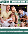 Family enjoying fresh air indoors, promoting respiratory health and green living with a focus on Chamonny products.