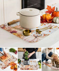 Fall Thanksgiving Dish Drying Mat With Pumpkin Leaves Floral Design Absorbent Microfiber Surface Thick Cushioned Pad Machine Washable 18 By 24 Inches Cozy Fall Vibe For Your Kitchen Counter Pad