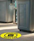 Image of 5 Pack 17 By 17 Inch Self Adhesive Trash Can Sign For Industrial And Office Spaces Caution Safety Vinyl Waterproof Signage Durable Moisture Resistant With Strong Adhesion Easy To Read For Workplace Compliance installed on floor near trash can
