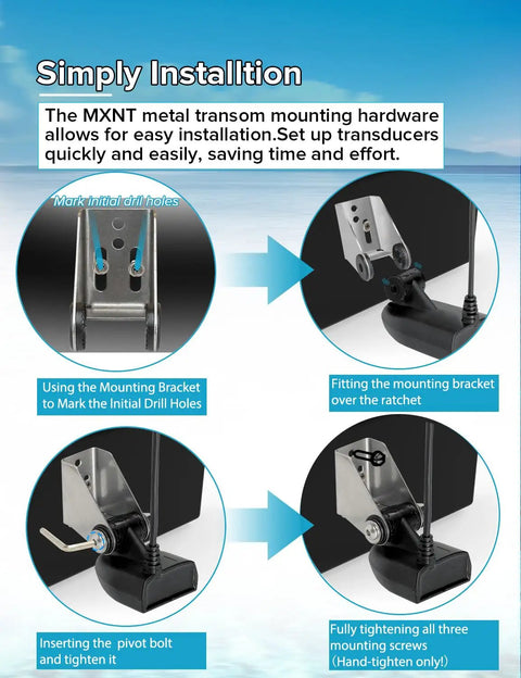 Steps to install Beefy Heavy Duty Metal Transducer Mounting Bracket For Helix 7 Transducers And Si G2N Transom Mounts.