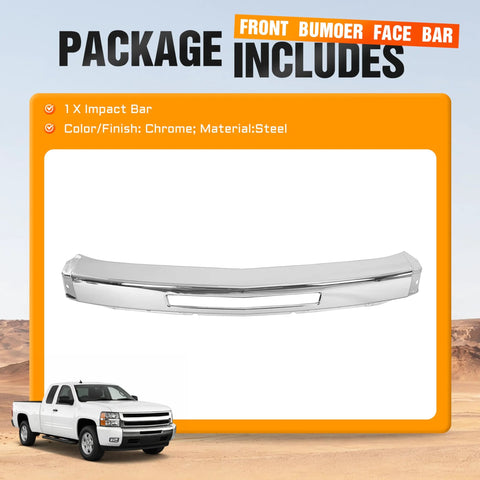 ECOTRIC chrome steel front bumper impact bar for 2007–2013 Chevy Silverado pickup