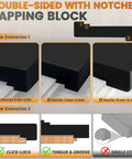 NAACOO tapping block for vinyl plank flooring; black, double-sided with notches for tongue-and-groove or click-lock installs
