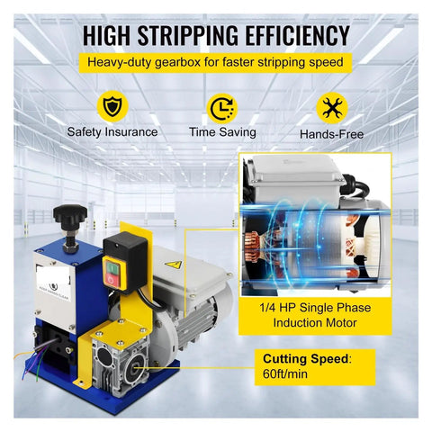 Top Tier Portable Electric Wire Stripping Machine For Scrap Copper Recycling High Speed Cable Cutter with 1/4 HP motor.