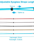 5 Pack Premium Leather Eyeglass Straps Anti Slip Eyewear Chains showing adjustable lengths in five colors