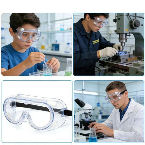 Two Pack White Safety Goggles, Adjustable Elastic Strap, Lightweight PVC Frame With Anti Fog Lenses in lab and workshop use