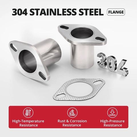 Heavy Duty Zero Hassle Universal 2 Bolt Exhaust Flange Repair Piping Kit With Premium 304 Stainless Steel Gasket Set.