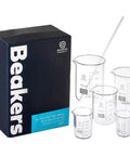 Set Of Four 600 mL Borosilicate Glass Beakers For Lab Classrooms And Research with packaging and additional smaller beakers