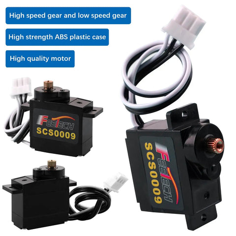 Kickass Serial Bus Servos For Robotics And Drones Digital Control Set Of Two Heavy Duty 300 Degree Metal Gear Actuators Running On 6 Volts, SCS0009 servos with ABS plastic case.