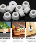 White Round Cutting Board Rubber Feet No Sweat Thermoplastic Base Pads With Stainless Screws For Kitchen Counter Stabilization, set of ten