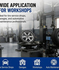 Heavy Duty Tire Changer Control Pedal Assembly in workshop setting, ideal for tire shops, garages, and auto maintenance.