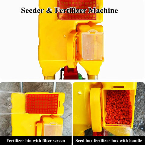Easy To Use Hand Push Garden Seeder And Fertilizer Spreader With Roller Dual Seed And Fertilizer Buckets Built For Corn Soybeans Peanuts Cotton In Straight Rows With No Fuss Spacing And Precise Depth