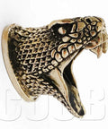 Bronze Knife Guard Bolster For Custom Hand Made Knives, Snake Guard with detailed scales and open mouth, solid bronze.