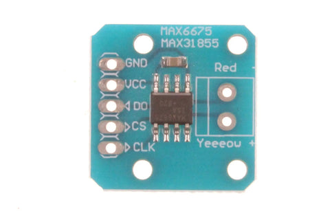Pro Grade MAX6675 Thermocouple Module For K Type Sensors, Temperature Range 0 To 1023.75 C, visible top view with pins.