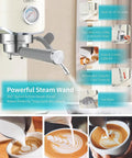 Top Tier 20 Bar Espresso Machine With Precision Burr Grinder And Full Steam Wand for creating silky microfoam and latte art.
