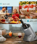 Kick It Cool With This Electric Wine Bottle Chiller That Locks In Frosty Temperatures Using Zero Ice And Smart Digital Controls Portable Single Bottle Cooler during a festive gathering.