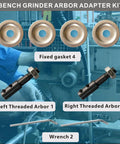 8mm Motor Arbor Adapter And Shaft Extender Kit components and accessories displayed on a workbench