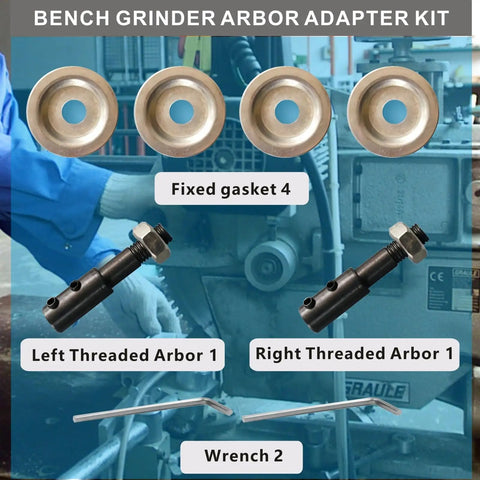 8mm Motor Arbor Adapter And Shaft Extender Kit components and accessories displayed on a workbench