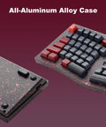 Slick Aluminum Mechanical Keyboard Boasting Ergonomic Split Alice Layout Hot Swappable Creamy Linear Switches Tri Mode Wireless And Gnarly Rgb Lighting For Flawless Typing Sessions In Dope Burgundy, showing aluminum alloy case and key layout.