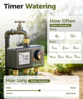 Three Zone Brass Sprinkler Timer For Lawn And Garden, 3 outlet water hose timer with programmable display and settings options.