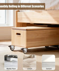 2 Inch Swivel Caster Wheels For Furniture Set Of 4, heavy duty rubber casters with locking plate, under wooden box on floor