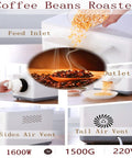 Automatic Coffee Bean Roaster With Nonstick Electric Pan For Peanuts Cashews And Chestnuts Featuring Adjustable Heat And Timer Knobs For Smooth No Sweat Home Roasting Top Shelf Results with feed inlet and air vents.