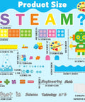 Back To School Bulletin Board Decorations Set For Classrooms Includes 16 Borders 5 Adhesive Dots And STEAM Science Technology Engineering Art And Math Cutouts A Real Must Have For Teachers And Students Decor showing product sizes and colorful cutouts