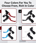 Universal Aluminum Alloy Bike Brake Levers for Mountain Road and BMX shown in red, black, blue, and silver variations.