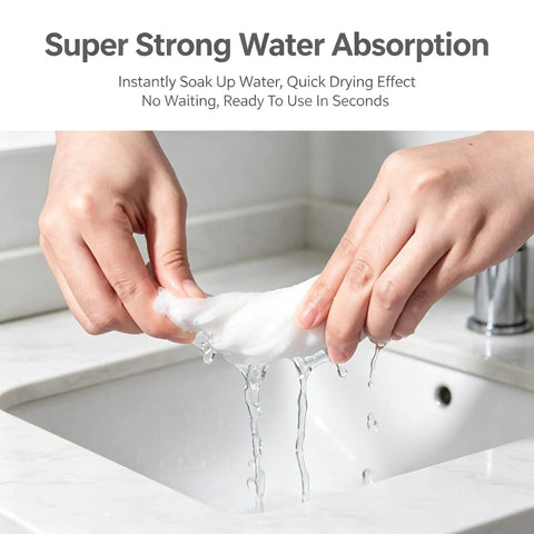 Hands holding a wet towel demonstrating the super strong water absorption feature of 14 Pack Compressed Travel Towel Tablets Ultra Absorbent Water Activated Compact Cloth Dudes Swear By These Fast Expand Wipes For Camping Hiking And Road Trips.