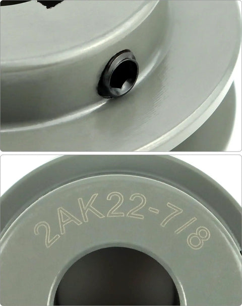 Double Groove V Belt Pulley 2.20 Inch Outer Diameter For 7/8 Inch Shaft Fixed Bore Cast Iron Sheave 2 Grooves Keyway 3/16 Inch