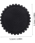 Close-up of 4 Pcs Grippy No Slip Rubber Feet With Threaded Base For Food Scales And Industrial Platforms, circular, black with diameter measurement.