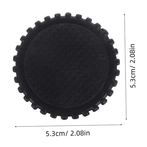 Close-up of 4 Pcs Grippy No Slip Rubber Feet With Threaded Base For Food Scales And Industrial Platforms, circular, black with diameter measurement.