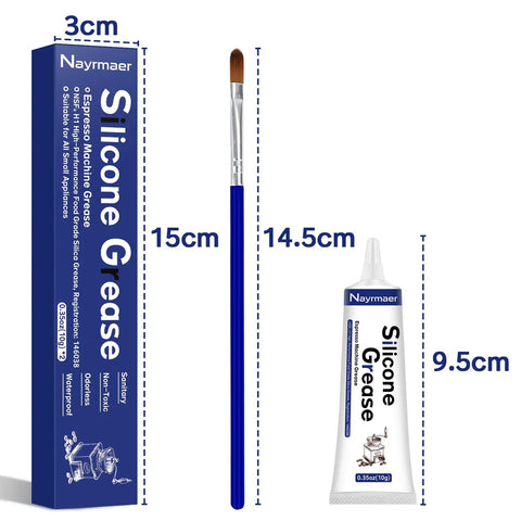 2 Pack Food Grade Silicone Grease Maintenance Kit For All Coffee And Espresso Machines With 2 X 10g Tubes NFC H1 Certified Food Safe Lubricant Perfect For Daily Care And Long Life Of Your Equipment, box, brush and tube