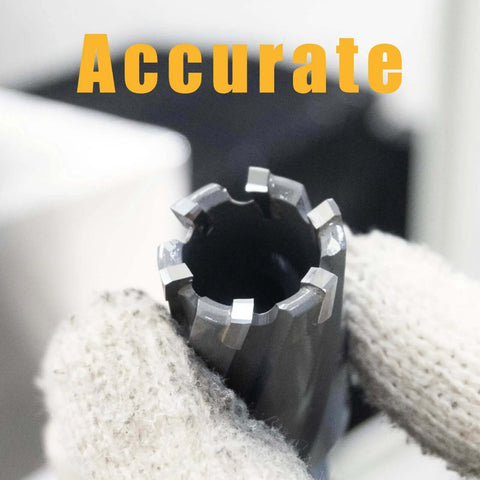 Carbide-tipped annular cutter, 1 in diameter x 2 in depth with Weldon shank for magnetic drill press