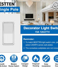 30 Pack Single Pole Decorator Light Switches 15A 120 277V Paddle On Off Rocker Interrupter UL Listed White Solid Polycarbonate.