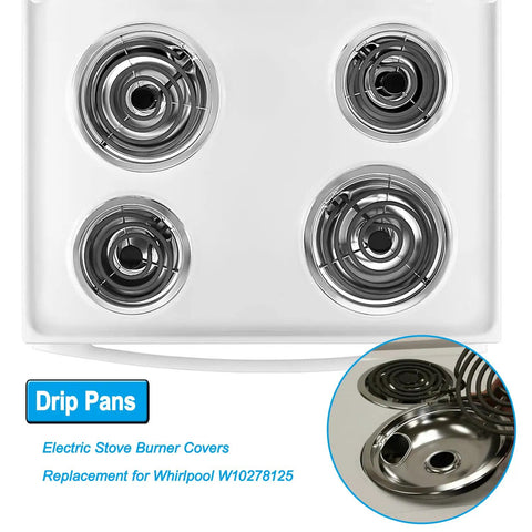 Electric Stove Drip Pan Covers Replacement For W10278125 4 Pack With Two 6 Inch And Two 8 Inch Burner Pan Liners on cooktop