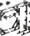 Anti Sag Gate Kit For Wooden Fence, Heavy Duty Gate Hardware With Welded Hinges, Corner Braces, Self Locking Latch, No Sag Fence Gate System For Outdoor Use black steel hardware set with screws
