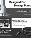 1.6HP Stainless Steel Sump Pump With Auto Float Switch, 6000GPH High Flow Submersible Water Pump features and cable view