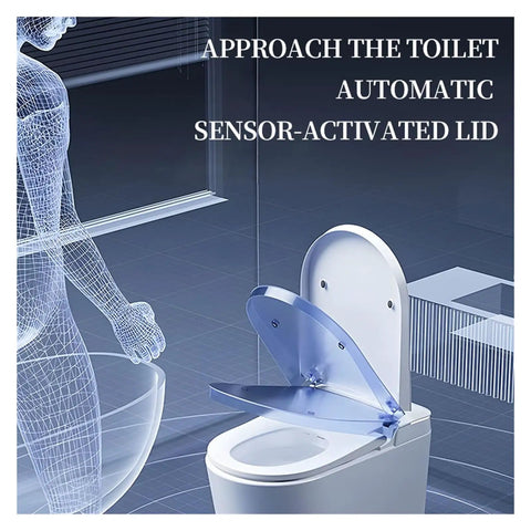 Top Shelf Smart Toilet Seat Kickin Instant Warmth With Seamless Auto Flip Cover, automatic sensor-activated lid view.